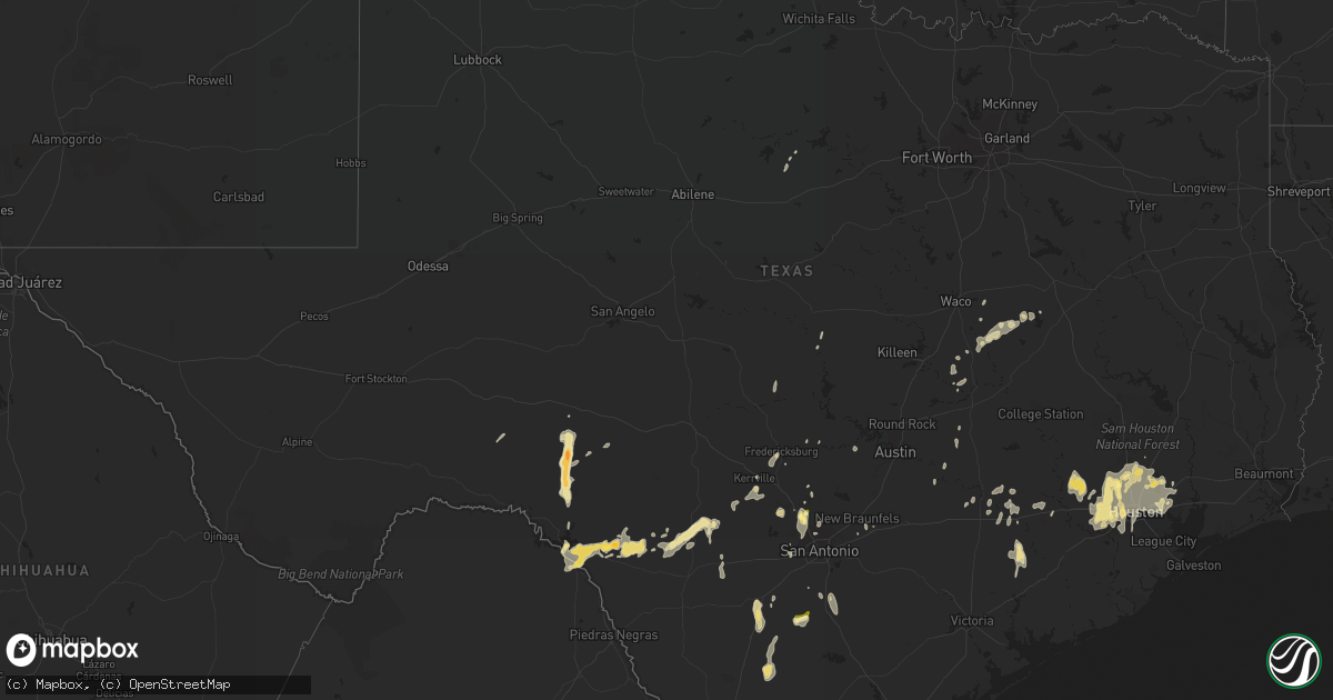 Hail map in Texas on April 17, 2016