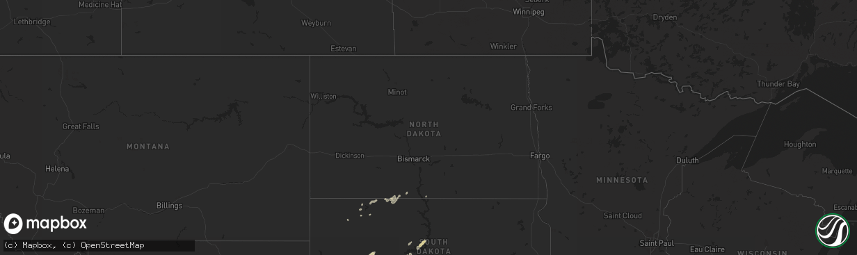 Hail map in North Dakota on April 17, 2017