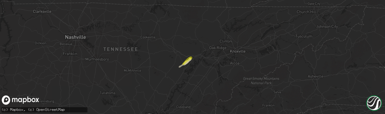 Hail map in Rockwood, TN on April 17, 2017