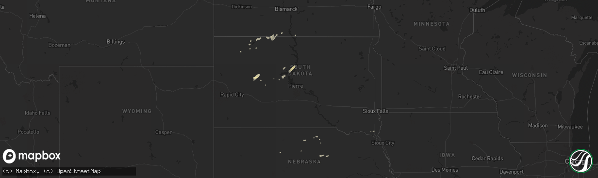 Hail map in South Dakota on April 17, 2017