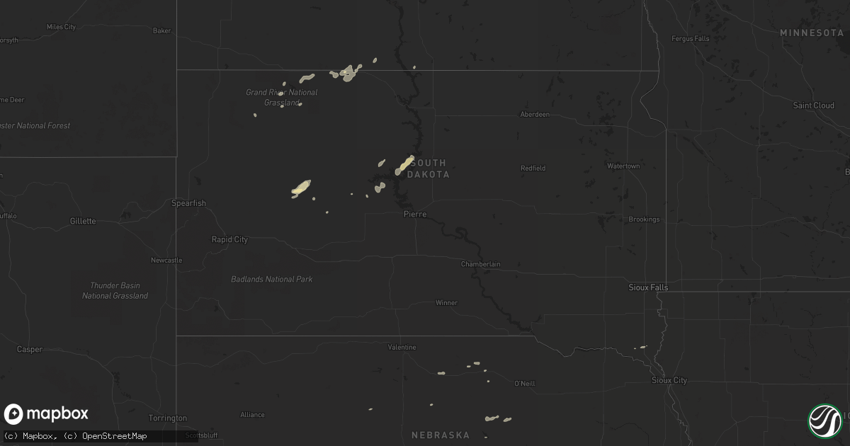 Hail map in South Dakota on April 17, 2017