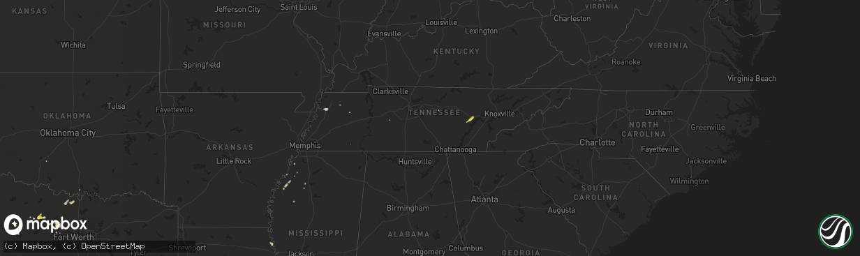 Hail map in Tennessee on April 17, 2017