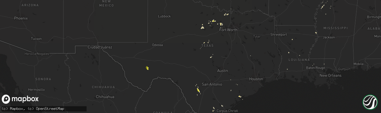 Hail map in Texas on April 17, 2017