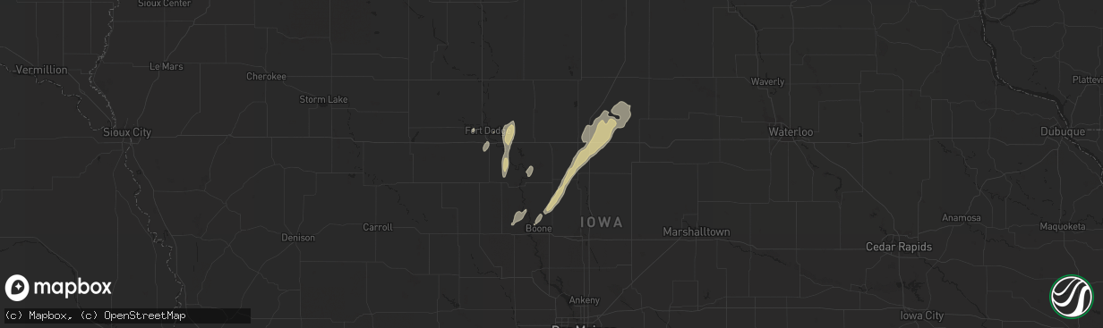 Hail map in Alden, IA on April 17, 2018