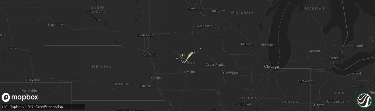 Hail map in Iowa on April 17, 2018