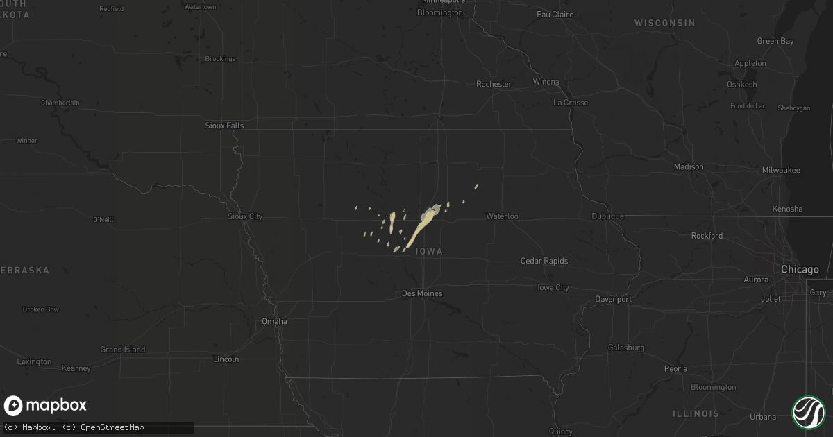 Hail map in Iowa on April 17, 2018