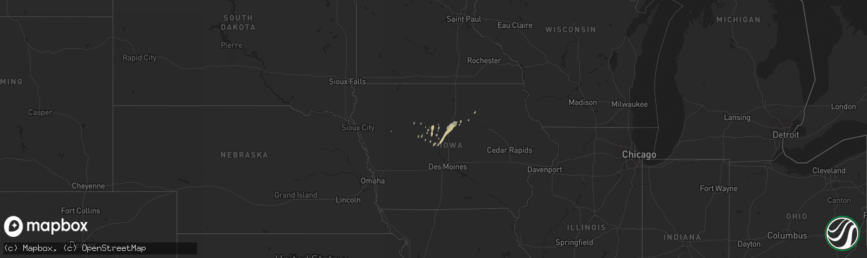 Hail map on April 17, 2018