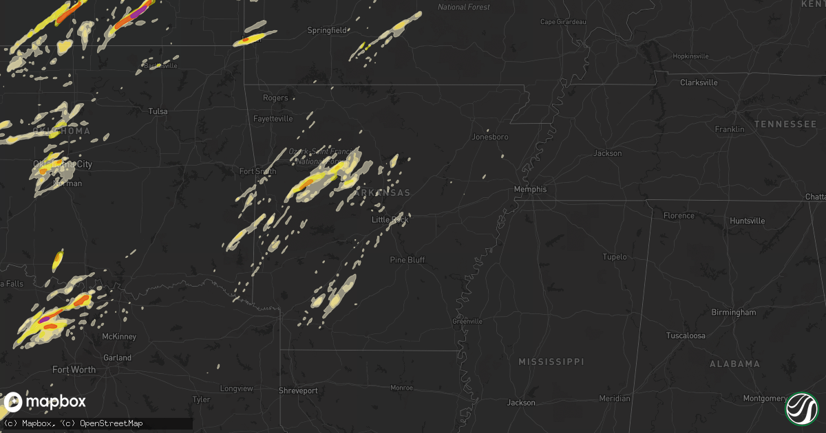 Hail map in Arkansas on April 17, 2019