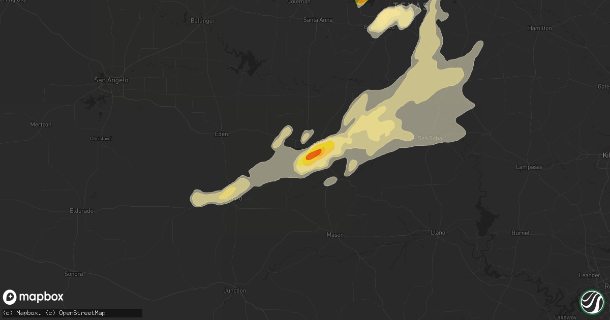 Hail map in Brady, TX on April 17, 2019