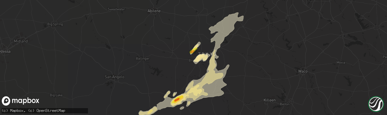 Hail map in Brownwood, TX on April 17, 2019