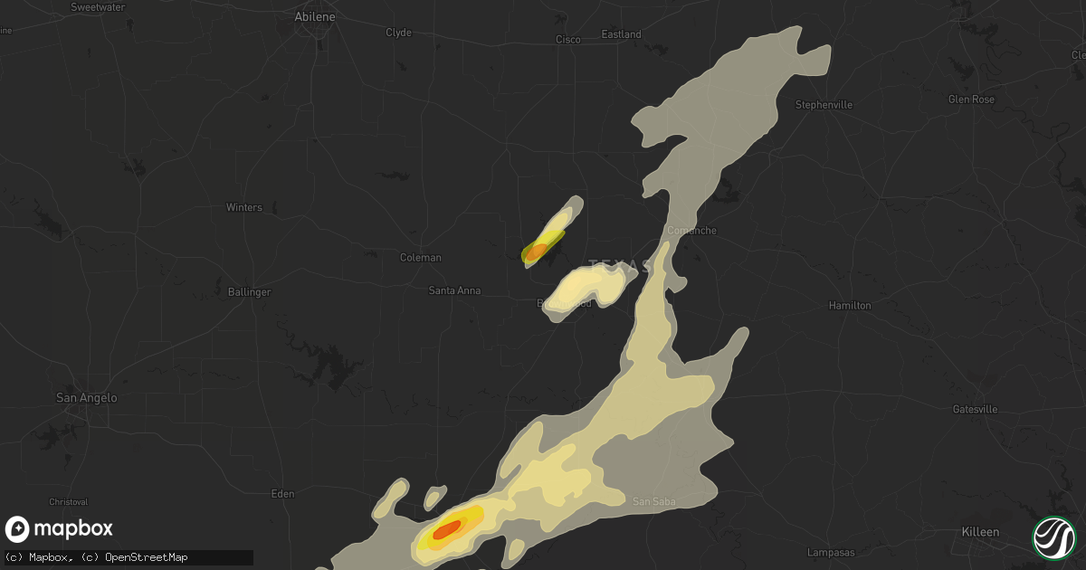 Hail map in Brownwood, TX on April 17, 2019