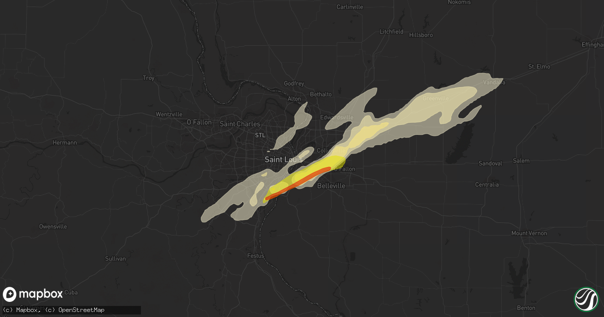 Hail map in East Saint Louis, IL on April 17, 2019