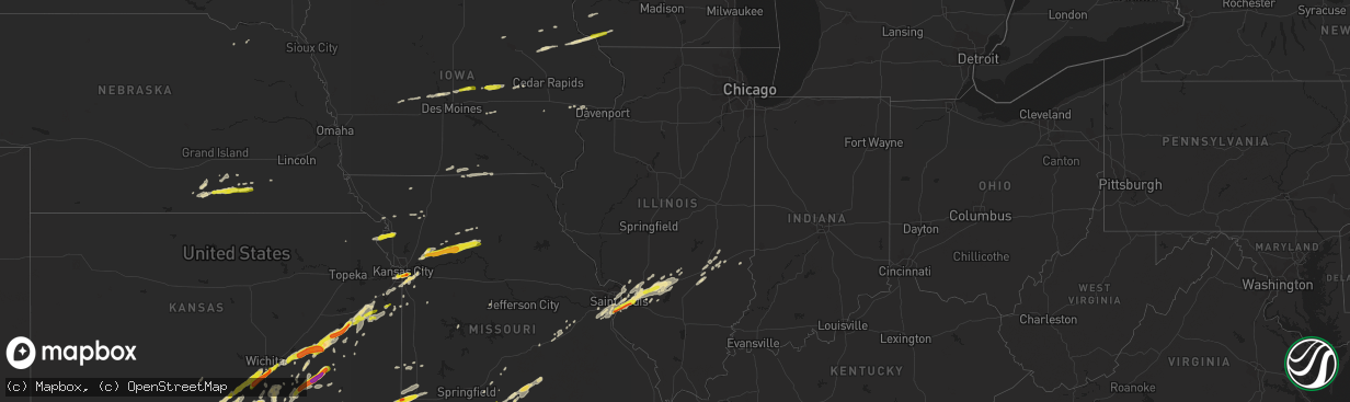 Hail map in Illinois on April 17, 2019