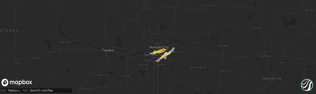 Hail map in Kansas City, MO on April 17, 2019