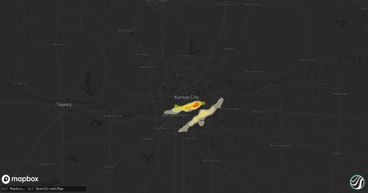Hail map in Kansas City, MO on April 17, 2019