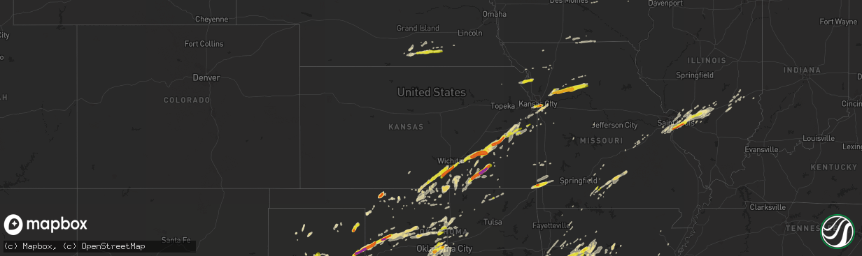 Hail map in Kansas on April 17, 2019