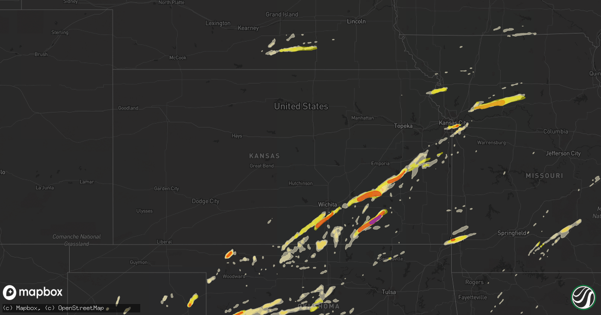Hail map in Kansas on April 17, 2019