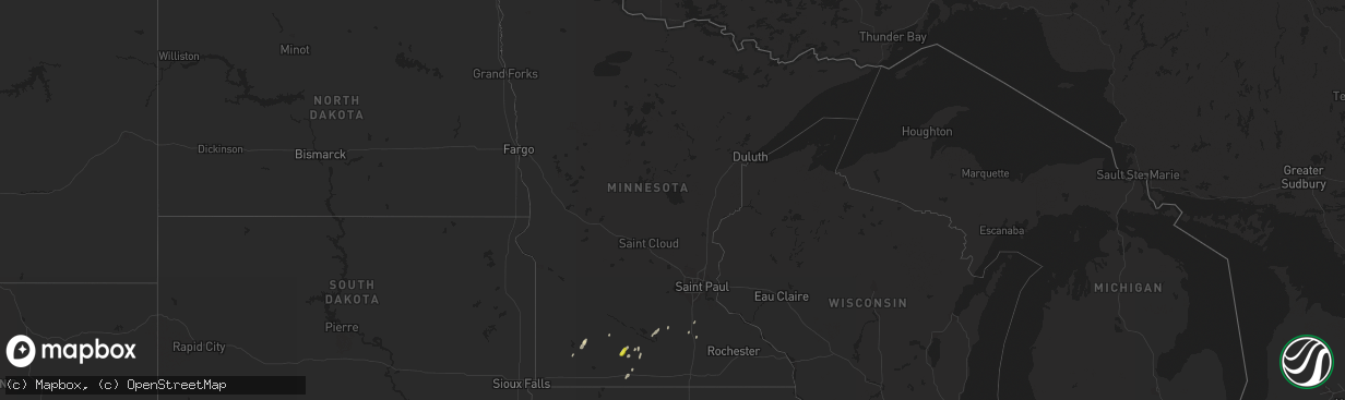 Hail map in Minnesota on April 17, 2019