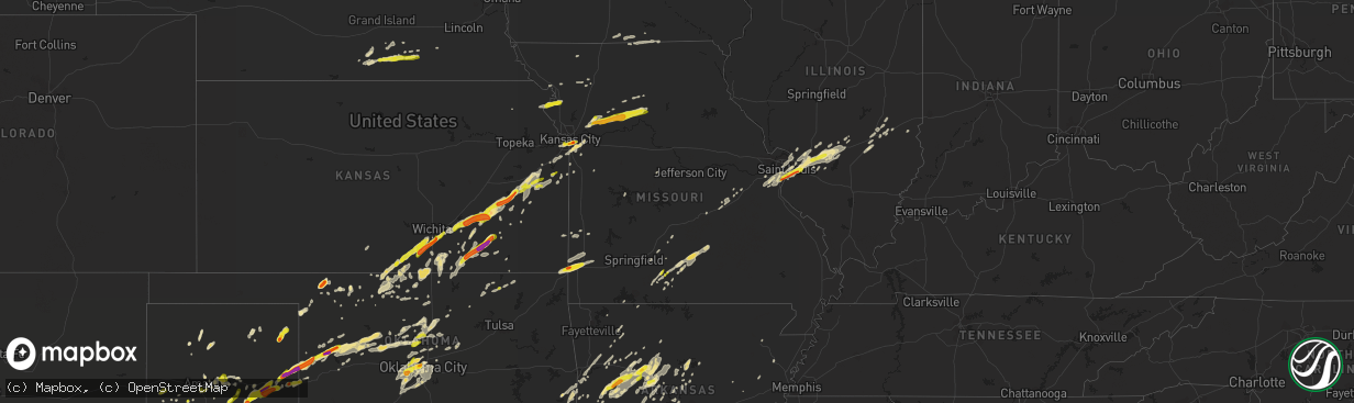 Hail map in Missouri on April 17, 2019