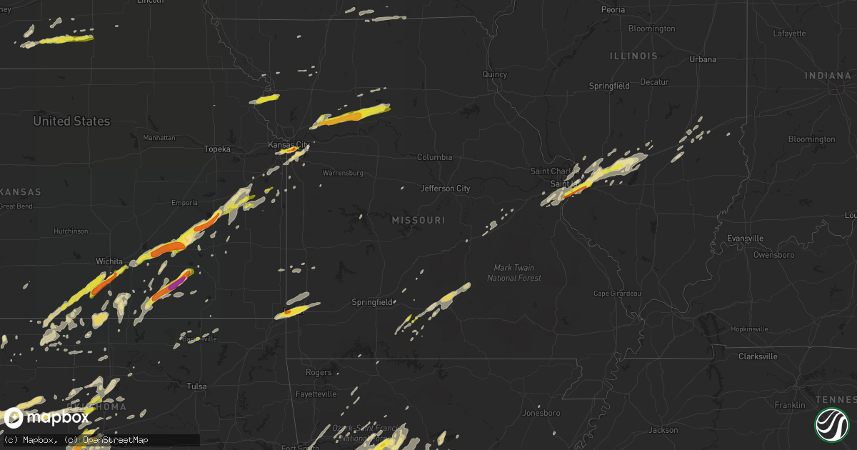 Hail map in Missouri on April 17, 2019