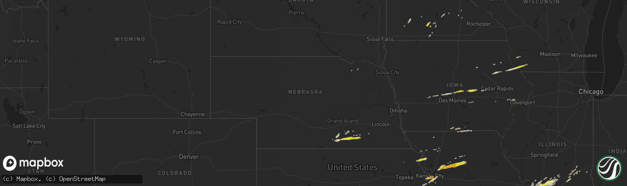 Hail map in Nebraska on April 17, 2019