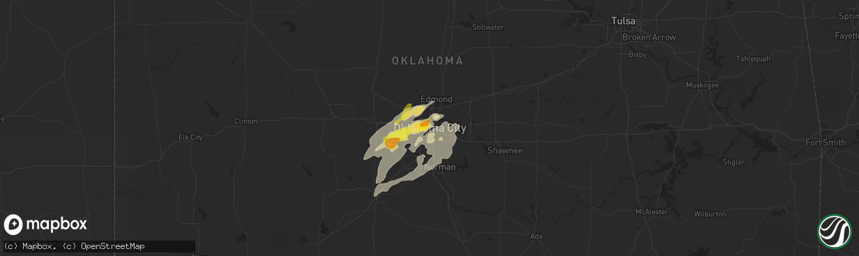 Hail map in Oklahoma City, OK on April 17, 2019