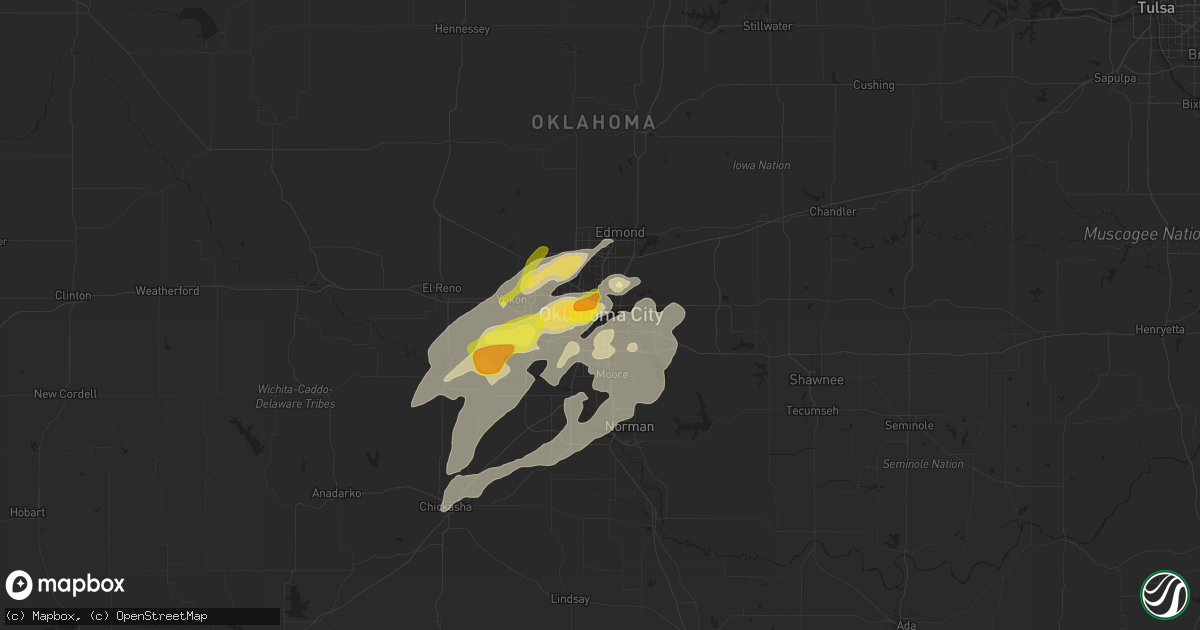 Hail map in Oklahoma City, OK on April 17, 2019