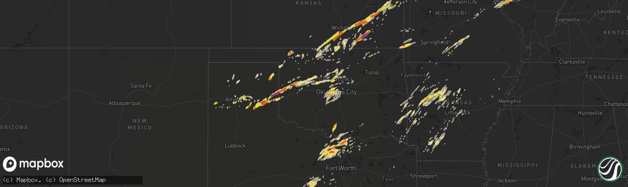 Hail map in Oklahoma on April 17, 2019