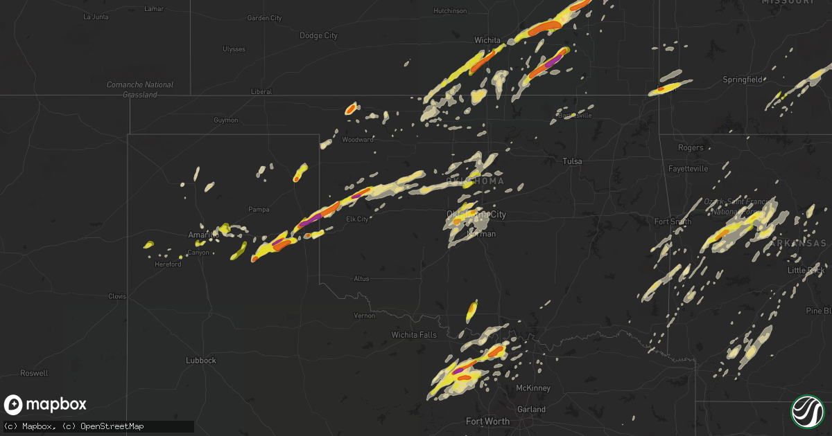 Hail map in Oklahoma on April 17, 2019