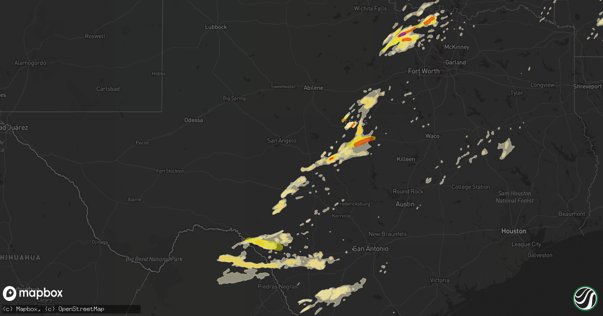 Hail map in Texas on April 17, 2019