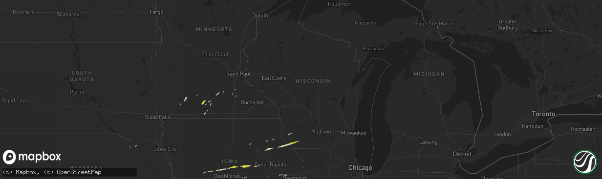 Hail map in Wisconsin on April 17, 2019