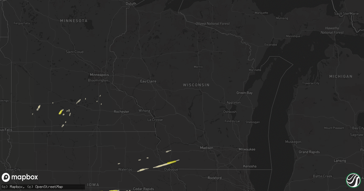 Hail map in Wisconsin on April 17, 2019