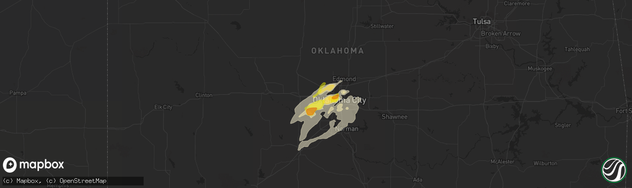 Hail map in Yukon, OK on April 17, 2019