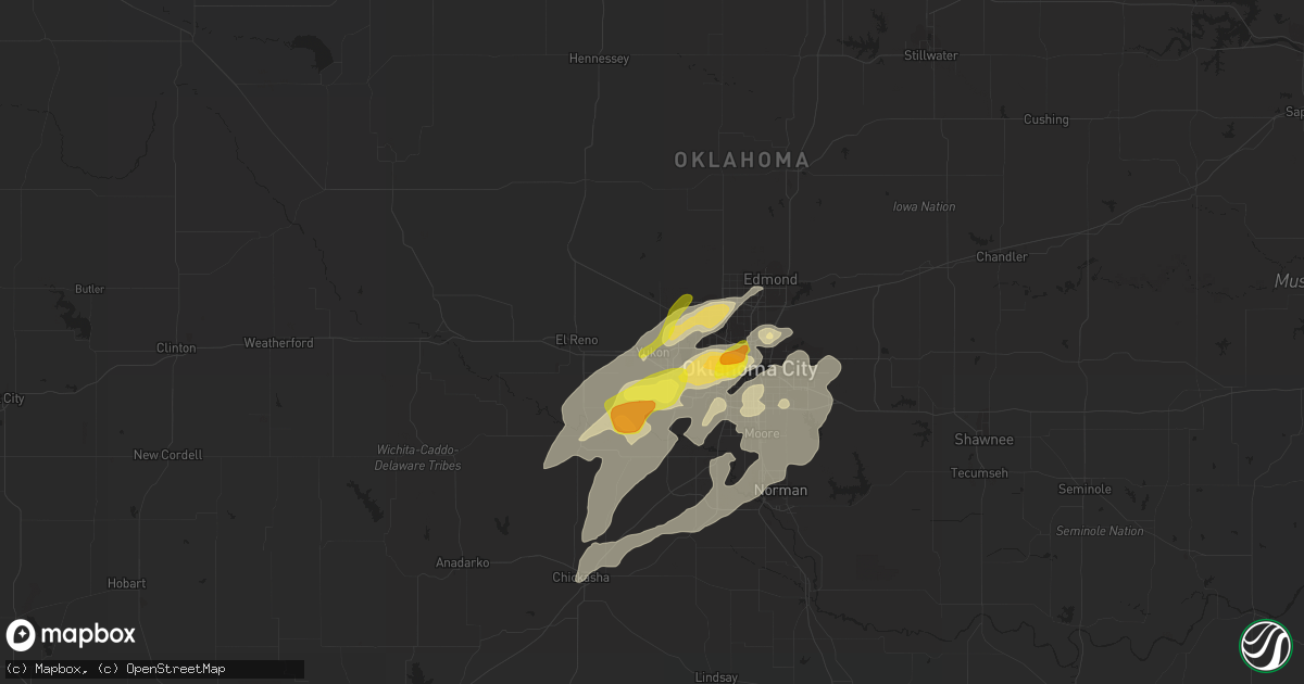 Hail map in Yukon, OK on April 17, 2019