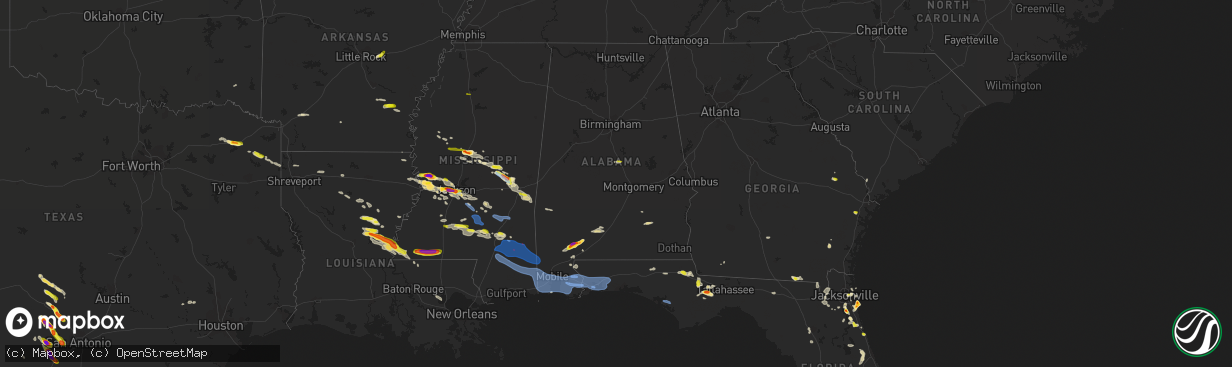 Hail map in Alabama on April 17, 2022