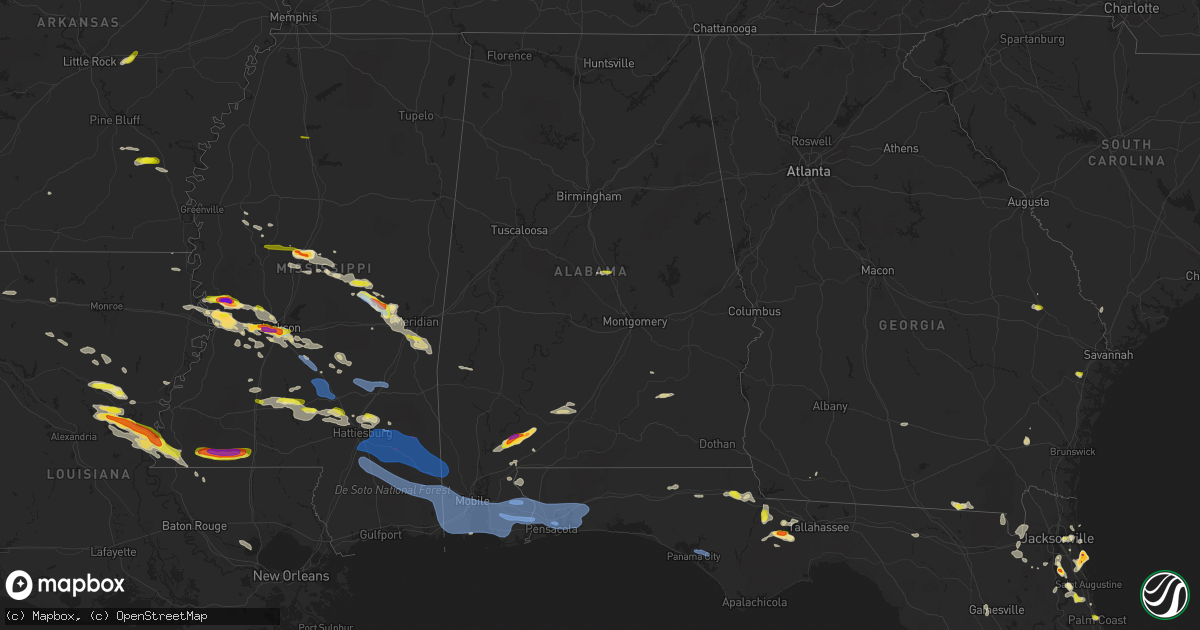 Hail map in Alabama on April 17, 2022