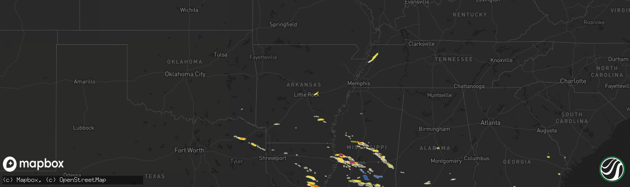 Hail map in Arkansas on April 17, 2022