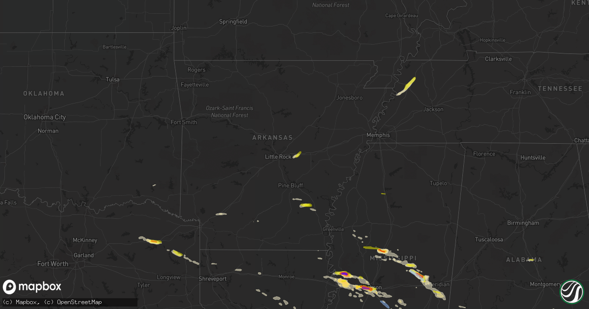 Hail map in Arkansas on April 17, 2022