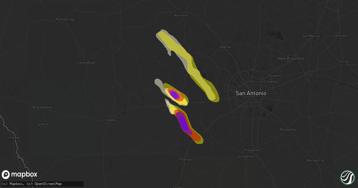 Hail map in Hondo, TX on April 17, 2022