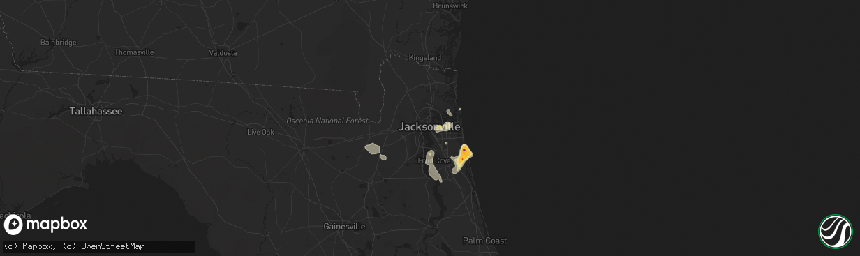 Hail map in Jacksonville, FL on April 17, 2022