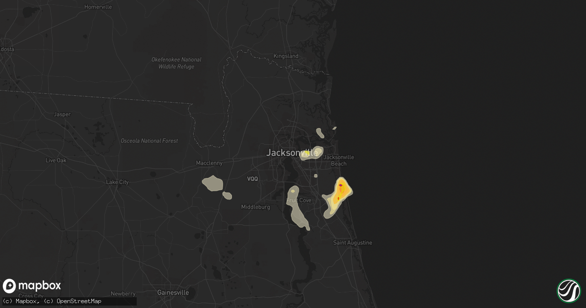Hail map in Jacksonville, FL on April 17, 2022