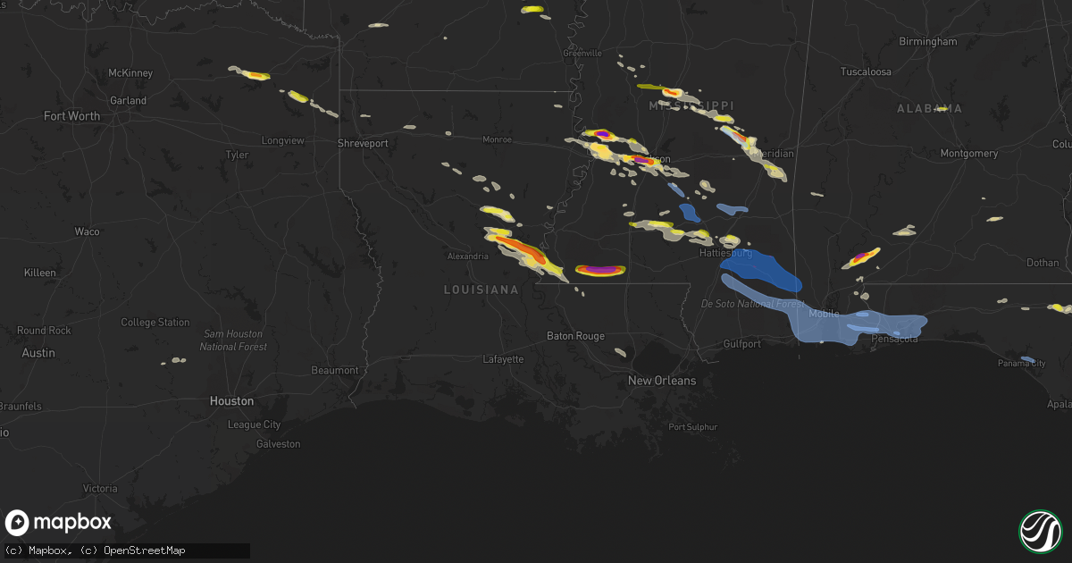 Hail map in Louisiana on April 17, 2022