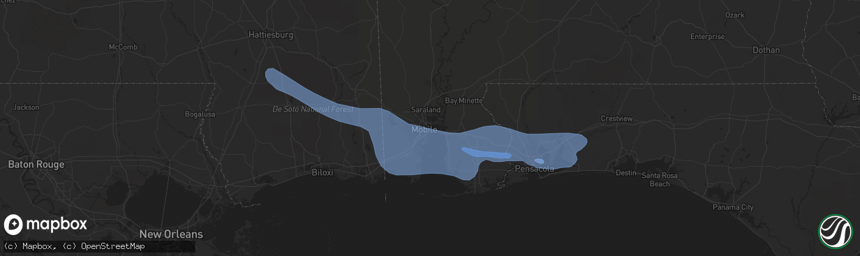 Hail map in Mobile, AL on April 17, 2022