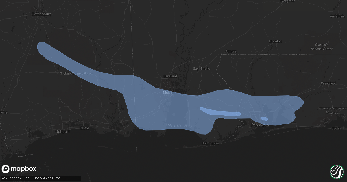 Hail map in Mobile, AL on April 17, 2022