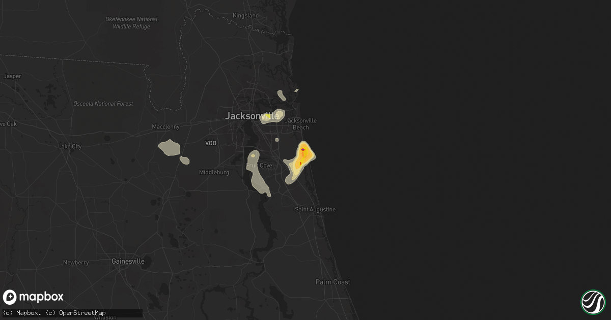 Hail map in Ponte Vedra Beach, FL on April 17, 2022