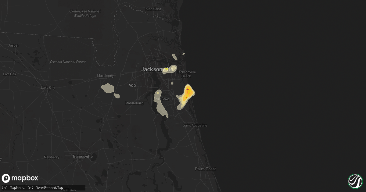 Hail map in Ponte Vedra, FL on April 17, 2022