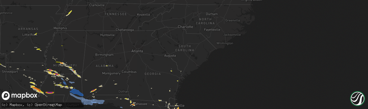 Hail map in South Carolina on April 17, 2022