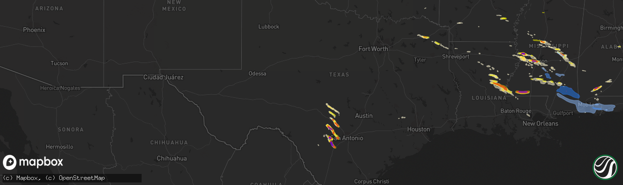 Hail map in Texas on April 17, 2022