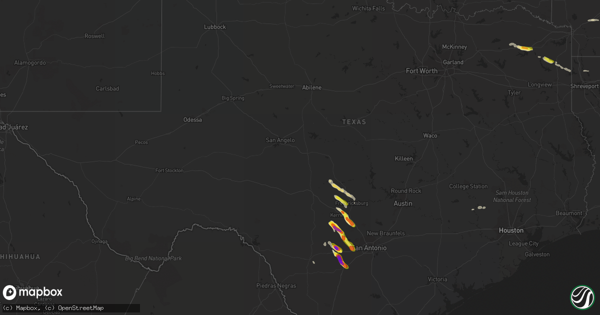 Hail map in Texas on April 17, 2022