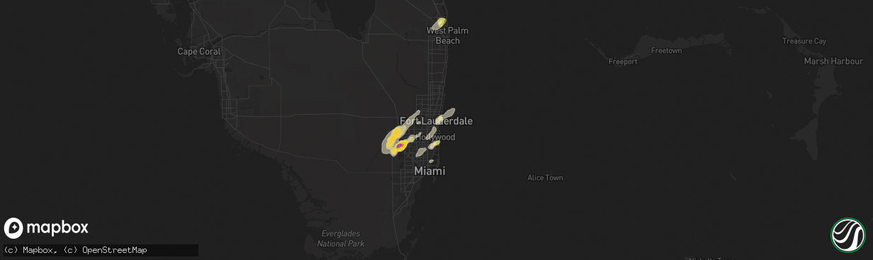 Hail map in Dania, FL on April 17, 2023